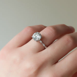 The Lucia Set Marquise  With A 3 Carat Round 14K White Gold Moissanite