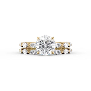 The Lucia Set With A 1.5 Carat Round 18K Yellow Gold Lab Diamond