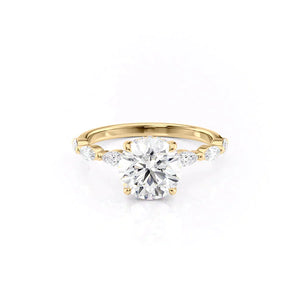 The Lucia Set With A 1 Carat Round 14K Yellow Gold Lab Diamond