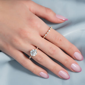 The Lucia Set With A 2 Carat Round 18K Yellow Gold Lab Diamond