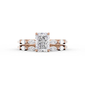 The Lucia Set With A 2 Carat Radiant 14K Rose Gold Lab Diamond