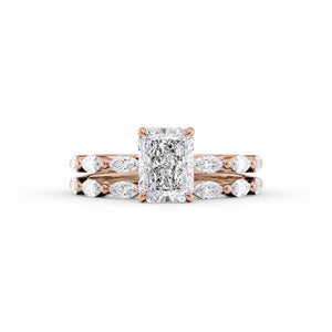 The Lucia Set With A 1 Carat Radiant 14K Rose Gold Lab Diamond