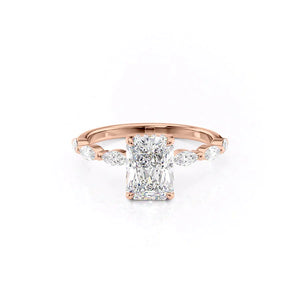 The Lucia Set With A 2 Carat Radiant 14K Rose Gold Lab Diamond