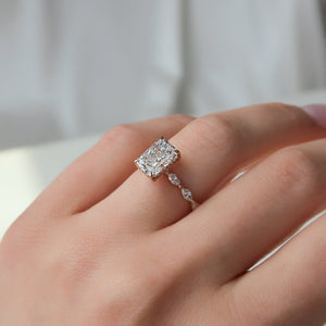 The Lucia Set With A 1 Carat Radiant 14K Rose Gold Lab Diamond
