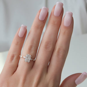 The Lucia Set With A 1 Carat Radiant 14K Rose Gold Lab Diamond