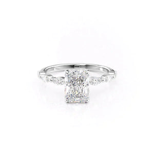 The Lucia Set With A 2.5 Carat Radiant 18K White Gold Lab Diamond