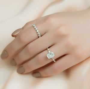 The Lucia Set With A 1 Carat Radiant 14K White Gold Lab Diamond