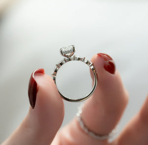 The Lucia Set With A 1 Carat Radiant 14K White Gold Lab Diamond