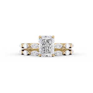 The Lucia Set With A 3 Carat Radiant 14K Yellow Gold Lab Diamond