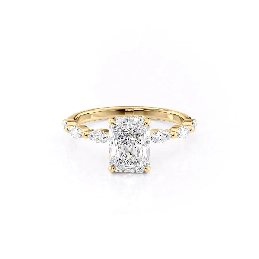 The Lucia Set With A 1 Carat Radiant 18K Yellow Gold Lab Diamond