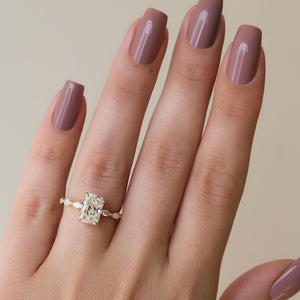 The Lucia Set With A 1 Carat Radiant 18K Yellow Gold Lab Diamond