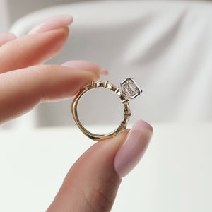 The Lucia Set With A 1 Carat Radiant 18K Yellow Gold Lab Diamond