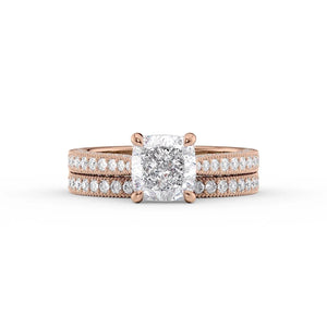The Catherine Set  With A 4.5 Carat Cushion 14K Rose Gold Moissanite