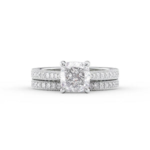 The Catherine Set  With A 1 Carat Cushion 14K White Gold Moissanite