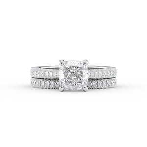 The Catherine Set With A 1 Carat Cushion 14K White Gold Lab Diamond