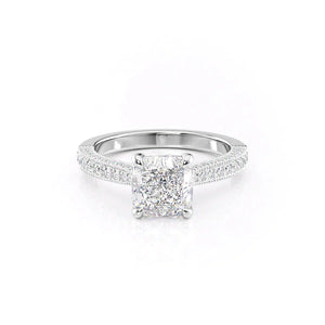 The Catherine Set With A 3 Carat Cushion 14K White Gold Lab Diamond