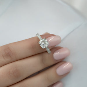The Catherine Set With A 1 Carat Cushion 14K White Gold Lab Diamond