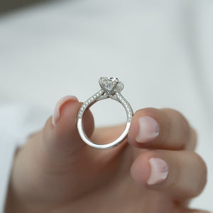 The Catherine Set With A 1 Carat Cushion 14K White Gold Lab Diamond