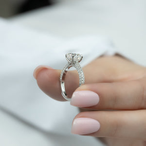The Catherine Set With A 1 Carat Cushion 14K White Gold Lab Diamond
