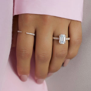 The Catherine Set  With A 3 Carat Emerald 14K Rose Gold Moissanite