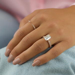 The Catherine Set With A 2 Carat Emerald 14K Rose Gold Lab Diamond