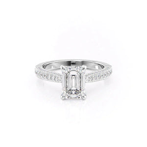 The Catherine Set With A 1.5 Carat Emerald 14K White Gold Lab Diamond