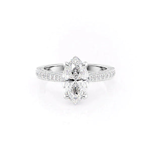 The Catherine Set With A 2 Carat Marquise 18K White Gold Lab Diamond