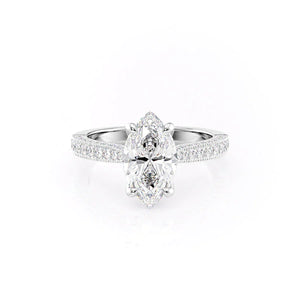 The Catherine Set  With A 2.5 Carat Marquise 18K White Gold Moissanite