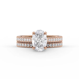 The Catherine Set With A 1.5 Carat Oval 14K Rose Gold Lab Diamond