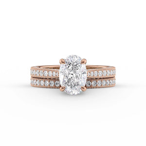 The Catherine Set  With A 2 Carat Oval 14K Rose Gold Moissanite