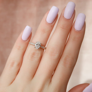 The Catherine Set  With A 2 Carat Oval 14K Rose Gold Moissanite