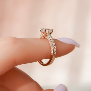 The Catherine Set  With A 2 Carat Oval 14K Rose Gold Moissanite