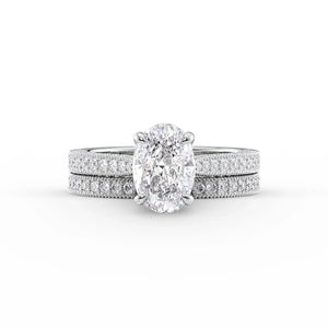 The Catherine Set  With A 3.5 Carat Oval 14K White Gold Moissanite