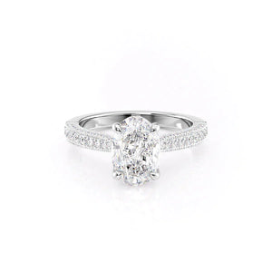 The Catherine Set With A 2.5 Carat Oval 18K White Gold Lab Diamond
