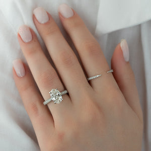 The Catherine Set  With A 3 Carat Oval 14K White Gold Moissanite