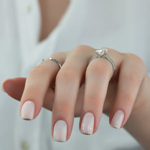 The Catherine Set  With A 3 Carat Oval 14K White Gold Moissanite