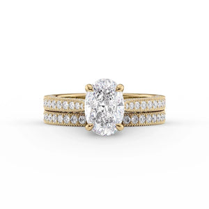 The Catherine Set  With A 1 Carat Oval 18K Yellow Gold Moissanite