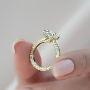 The Catherine Set  With A 3 Carat Oval 18K Yellow Gold Moissanite