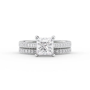 The Catherine Set  With A 4 Carat Princess 18K White Gold Moissanite