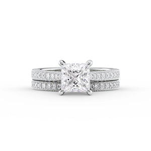 The Catherine Set  With A 3 Carat Princess 14K White Gold Moissanite