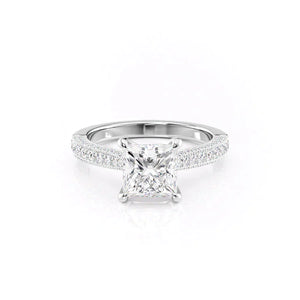 The Catherine Set  With A 3 Carat Princess 14K White Gold Moissanite