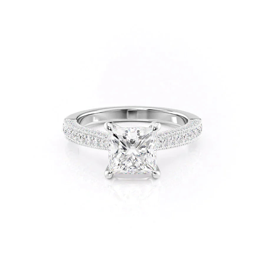 The Catherine Set  With A 2 Carat Princess 18K White Gold Moissanite