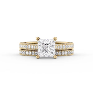 The Catherine Set With A 1.5 Carat Princess 18K Yellow Gold Lab Diamond