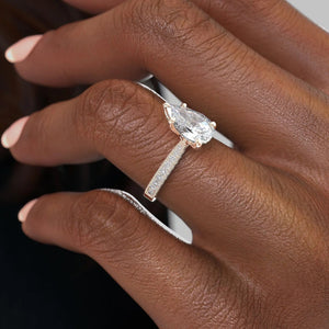 The Catherine Set  With A 3.5 Carat Pear 18K Rose Gold Moissanite