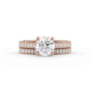 The Catherine Set  With A 1.5 Carat Round 14K Rose Gold Moissanite