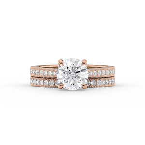 The Catherine Set With A 1 Carat Round 14K Rose Gold Lab Diamond