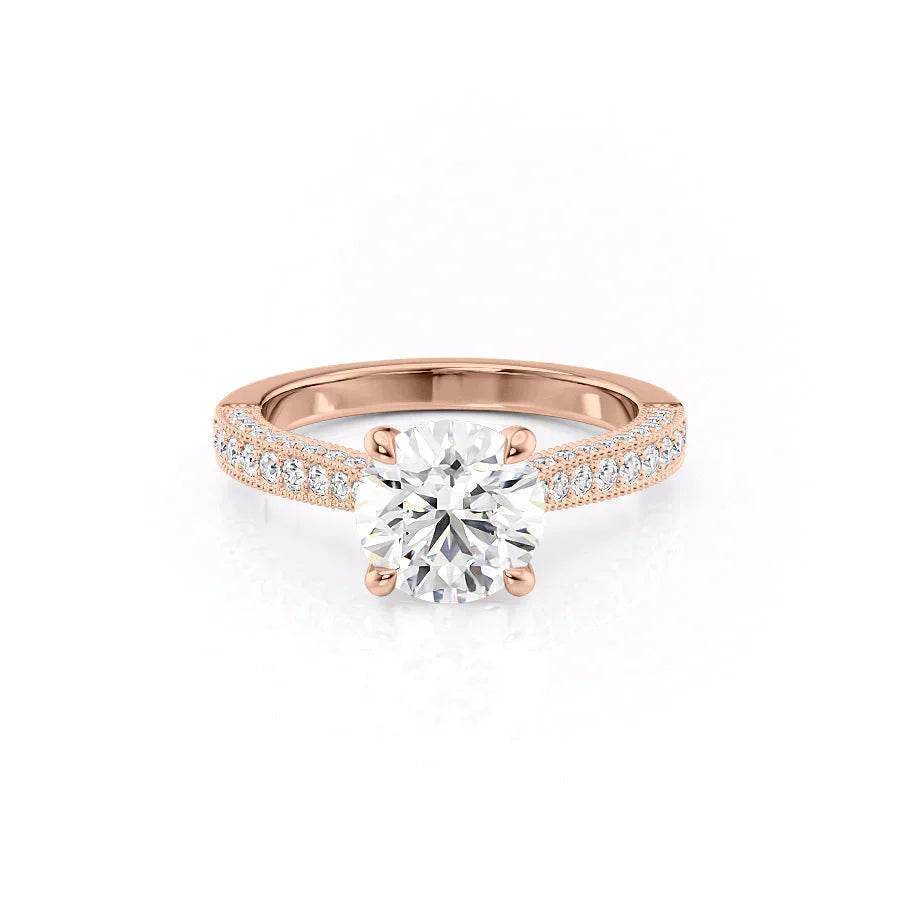 The Catherine Set With A 1 Carat Round 14K Rose Gold Lab Diamond