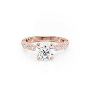 The Catherine Set With A 1 Carat Round 14K Rose Gold Lab Diamond