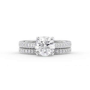 The Catherine Set  With A 3 Carat Round 14K White Gold Moissanite