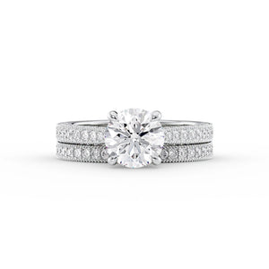 The Catherine Set  With A 3 Carat Round 14K White Gold Moissanite